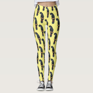 Leggings loro cacatúa negro de cola roja dibujo animado