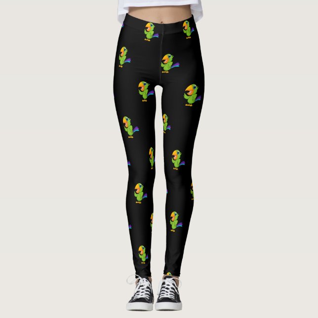 Leggings Loro de dibujos animados adorable (Anverso)