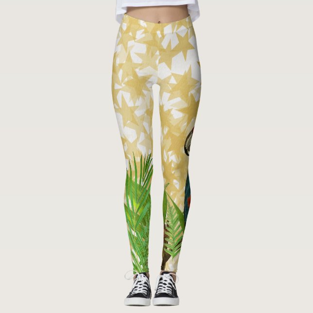 Leggings Loro Estrellas Purpurinoso y mariposa (Anverso)