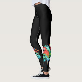 Leggings Loro tropical de macao sobre negro