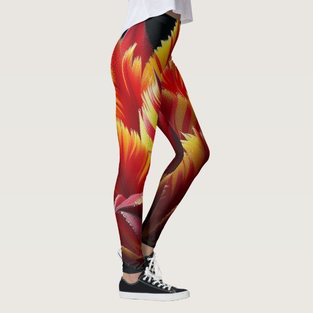 Leggings Loro Tulip Floral rojo y amarillo (Derecha)