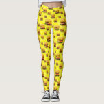 Leggings Los cheeseburgers amarillos brillantes ilustraron<br><div class="desc">Usted parecerá bastante bueno comer en estos la diversión y las polainas coloridas que ofrecen un fondo amarillo brillante y por todas partes una impresión de cheeseburgers dobles de mirada sabrosos. ¿Usted ama las hamburguesas? Encuentre más productos del cheeseburger en la tienda de Zazzle de los diseños del asterisco.</div>
