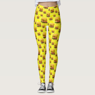 Leggings Los cheeseburgers amarillos brillantes ilustraron
