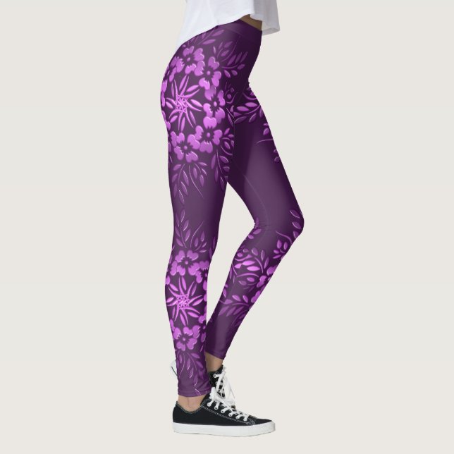 Leggings Los círculos florales tienen un elemento morado. (Derecha)