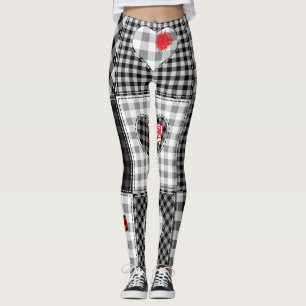 Leggings Los corazones de los cuadros blancos negros son im