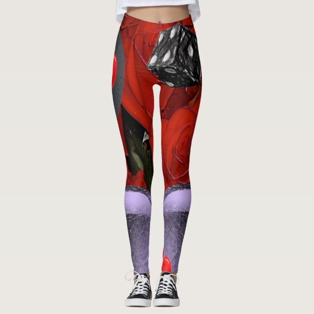 Leggings los dados rojos las piernas negras largas (Anverso)