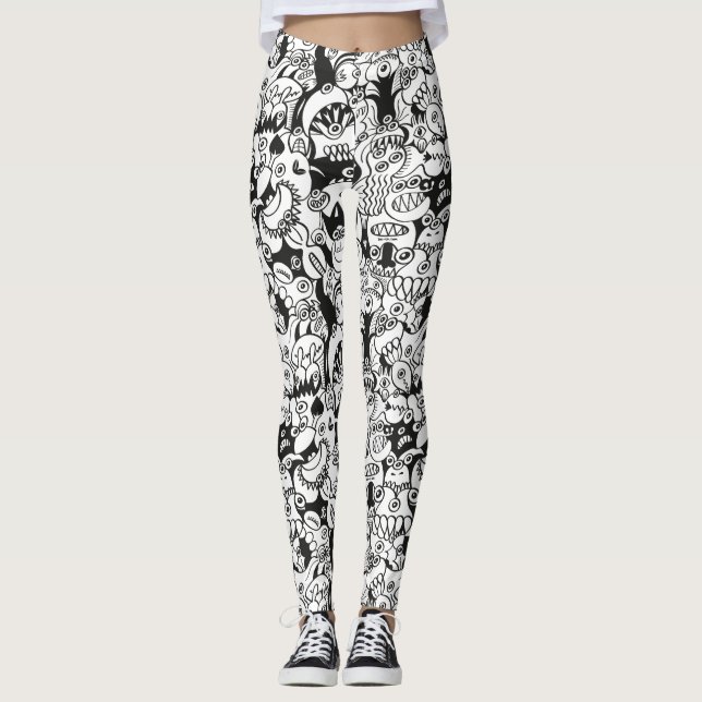 Leggings Los doodles locos que se presentan en un diseño si (Anverso)