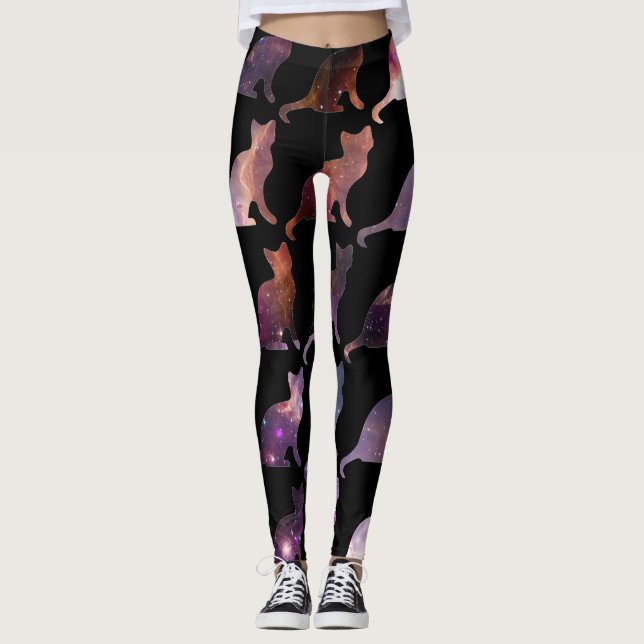 Leggings Los gatos de la impresión de la galaxia modelaron (Anverso)