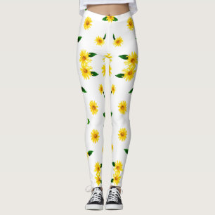 Leggings Los girasoles amarillos en fondo blanco
