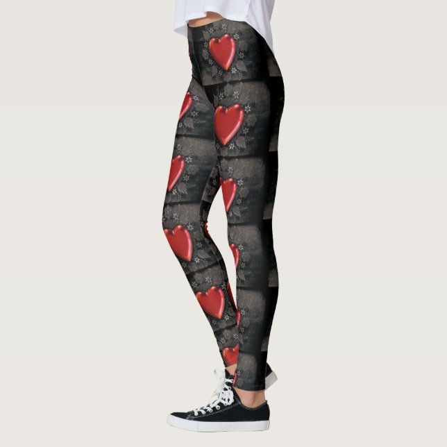 Leggings Los grandes corazones rojos en negro  (Izquierda)