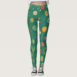 Leggings Los impactantes iconos florales en el verde