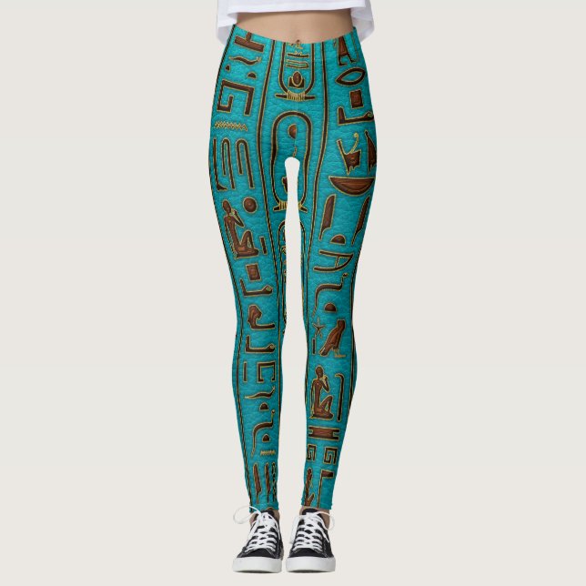 Leggings Los jeroglíficos de cuero de oro egipcios grabaron (Anverso)