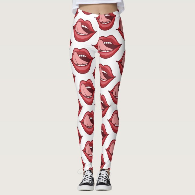 Leggings Los labios rojos abren la boca, trueno (Anverso)