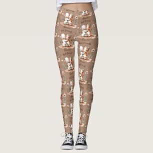 Leggings Los mejores amigos de Cute Cow abrazan el arte flo