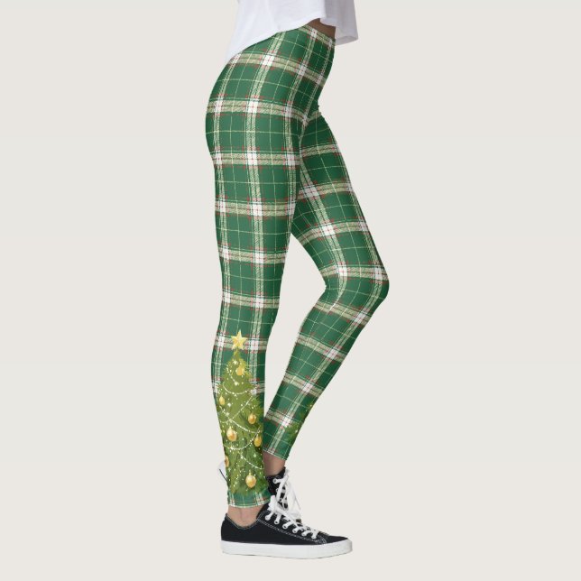 Leggings Los navidades roban blanco, verde con árbol (Derecha)