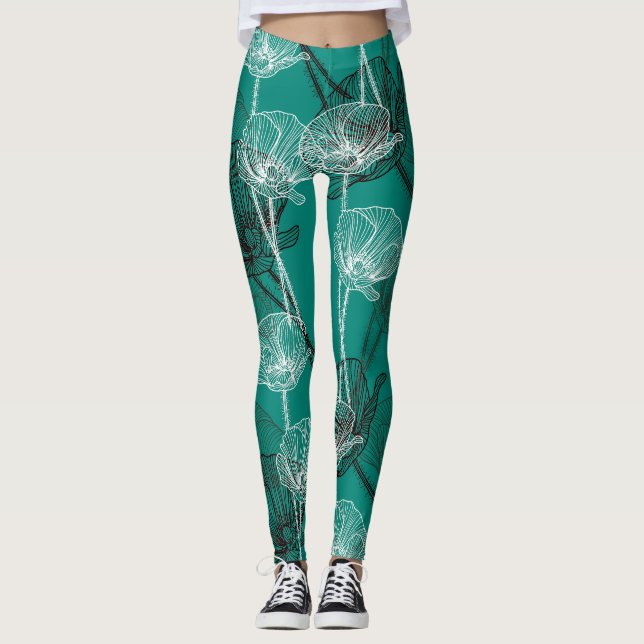 Leggings Los nenúfagos del agua en verde (Anverso)
