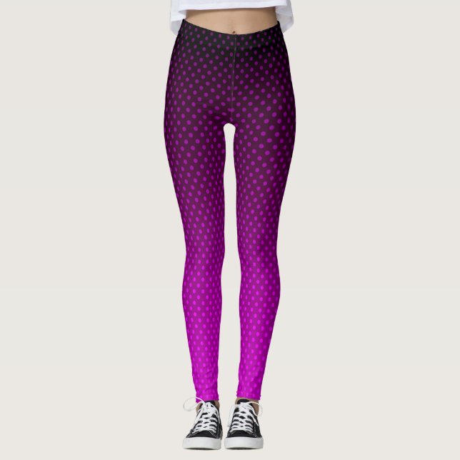 Leggings Los puntos de polka gris morado gradiente imprimen (Anverso)