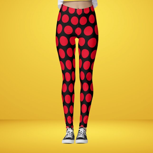 Leggings Los Puntos De Polka Rojo Y Negro Están De Moda (Subido por el creador)