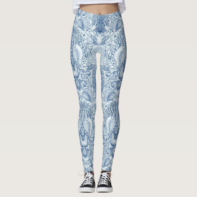 Leggings Los tesoros de la playa en azul (Anverso)