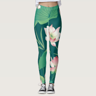 Leggings Loto acuarela: flores vintage sin costura.