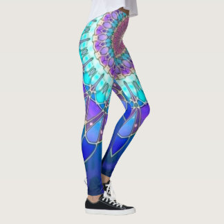 Leggings Lotus Flower Mandala - Violeta azul cian
