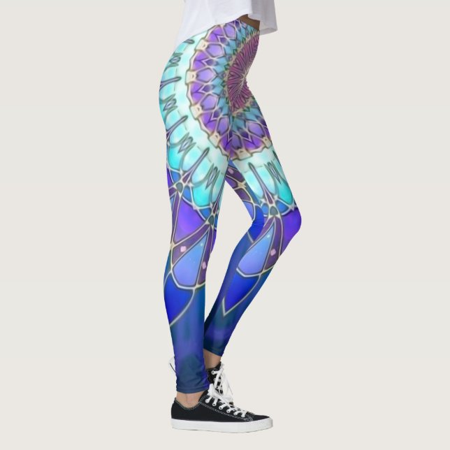 Leggings Lotus Flower Mandala - Violeta azul cian (Derecha)