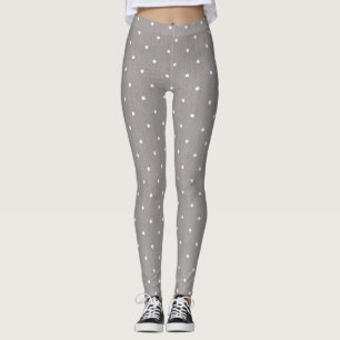 Leggings Lounge o gimnasio chic de lunares blancos y grises