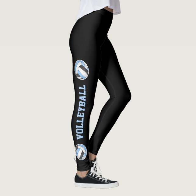 Leggings lt azul voleibol negro con texto en las piernas (Derecha)