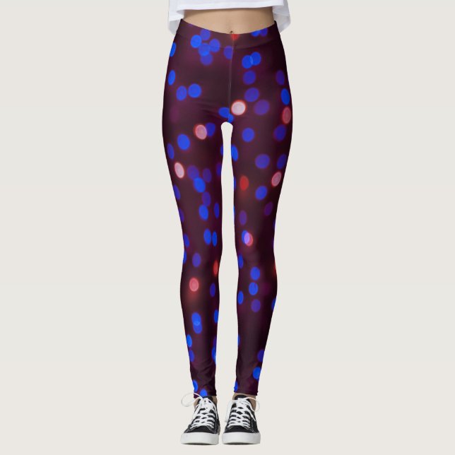 Leggings Luces de navidad, fondo festivo, borroso. (Anverso)