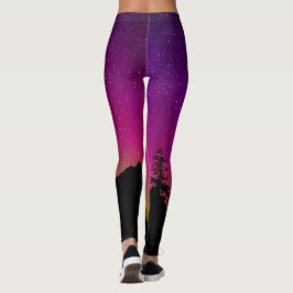 Leggings Luces nórdicas púrpura de las mujeres
