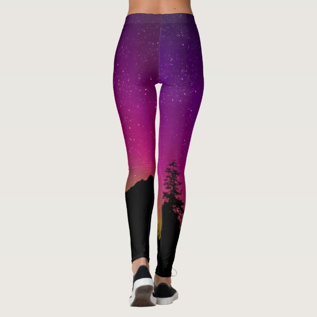 Leggings Luces nórdicas púrpura de las mujeres (Reverso)