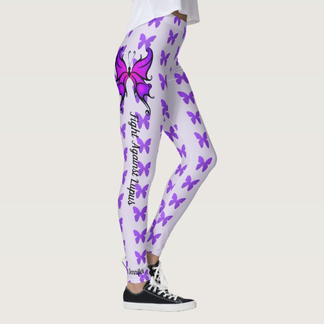 Leggings Lucha contra el texto Personalizado del lupus (Derecha)