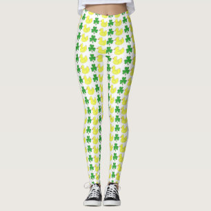 Leggings Lucky Duck Yellow Rubber Ducky Green Shamrock