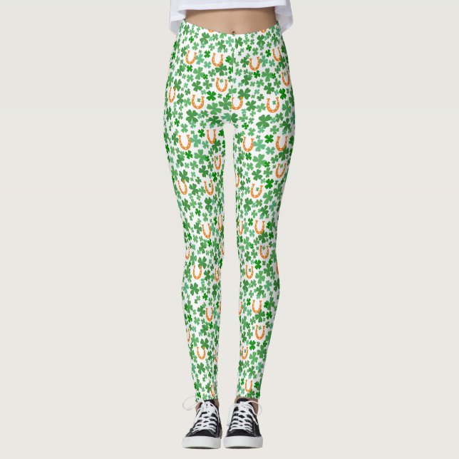 Leggings Lucky Horseshoe Four Leaf Clover St Patrick's Day (Anverso)