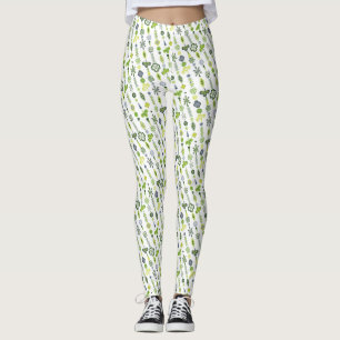 Leggings Lucky Shamrock Clover Minimal Moderno Striped
