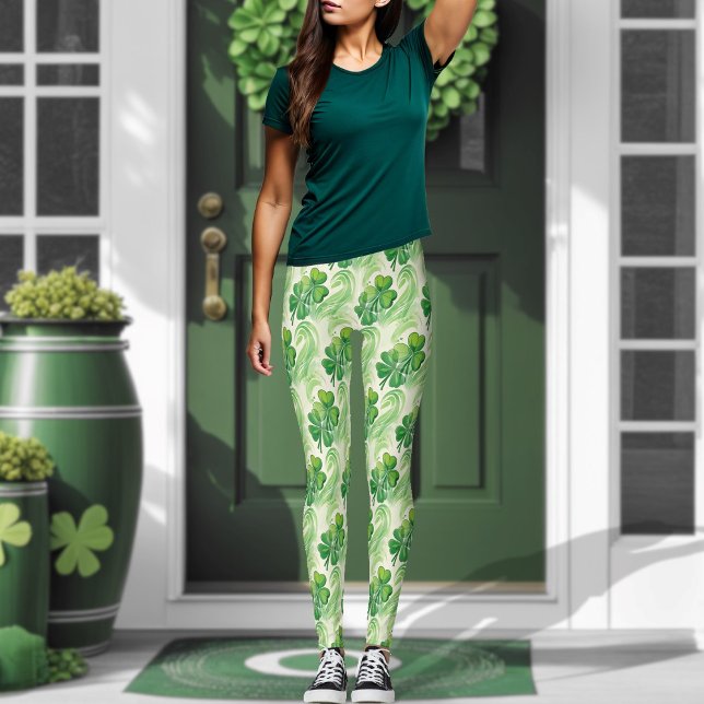 Leggings Lucky Shamrock Four Leaf Clover St Patrics Day (Subido por el creador)