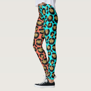 Leggings Lugares Brillantes Pelaje Leopardo Rock 80 Turques