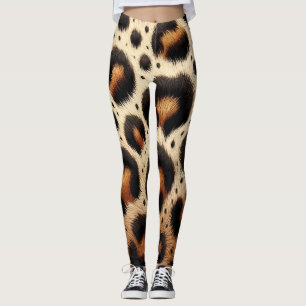 Leggings Lugares de impresión de animales de pieles beige y