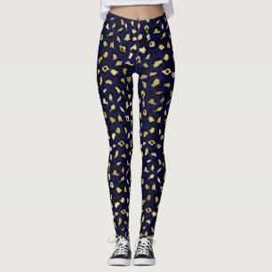 Leggings Lugares elegantes de leopardo azul y Relieve metal