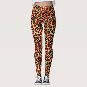Leggings Lugares elegantes de leopardo rojo careta y Reliev