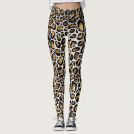 Leggings Lugares metálicos de bronce y leopardo negro en bl