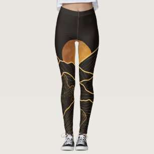 Leggings Lujo de montaña: Elegancia de línea dorada