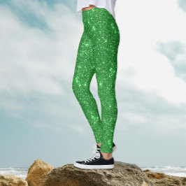 Leggings Lujo Glam Verde Irlandés Brillante Destello Brillo