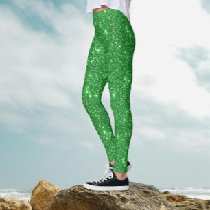 Leggings Lujo Glam Verde Irlandés Brillante Destello Brillo