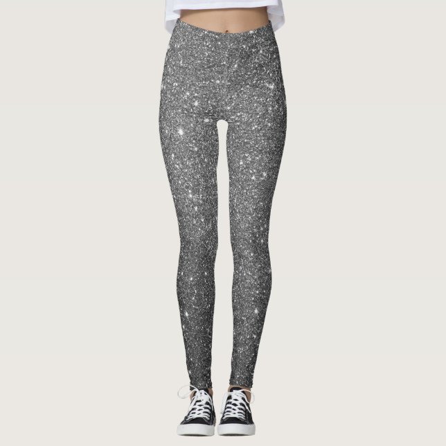 Leggings Lujo Gris Brillo Glam Brillante (Anverso)