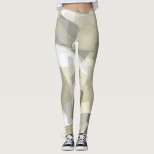 Leggings Lujo Verde Gris Blanco acuarela Abstract Art