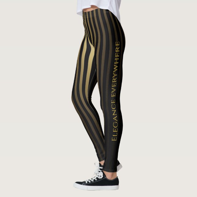 Leggings Lujosas Leyendas en franjas de oro y negro - Elega (Izquierda)