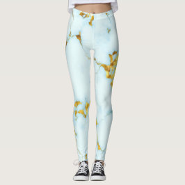 Leggings Lujoso Azure Gilded Pottery Motif Ceramic Art