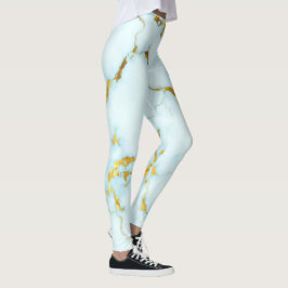 Leggings Lujoso Azure Gilded Pottery Motif Ceramic Art