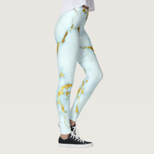 Leggings Lujoso Azure Gilded Pottery Motif Ceramic Art